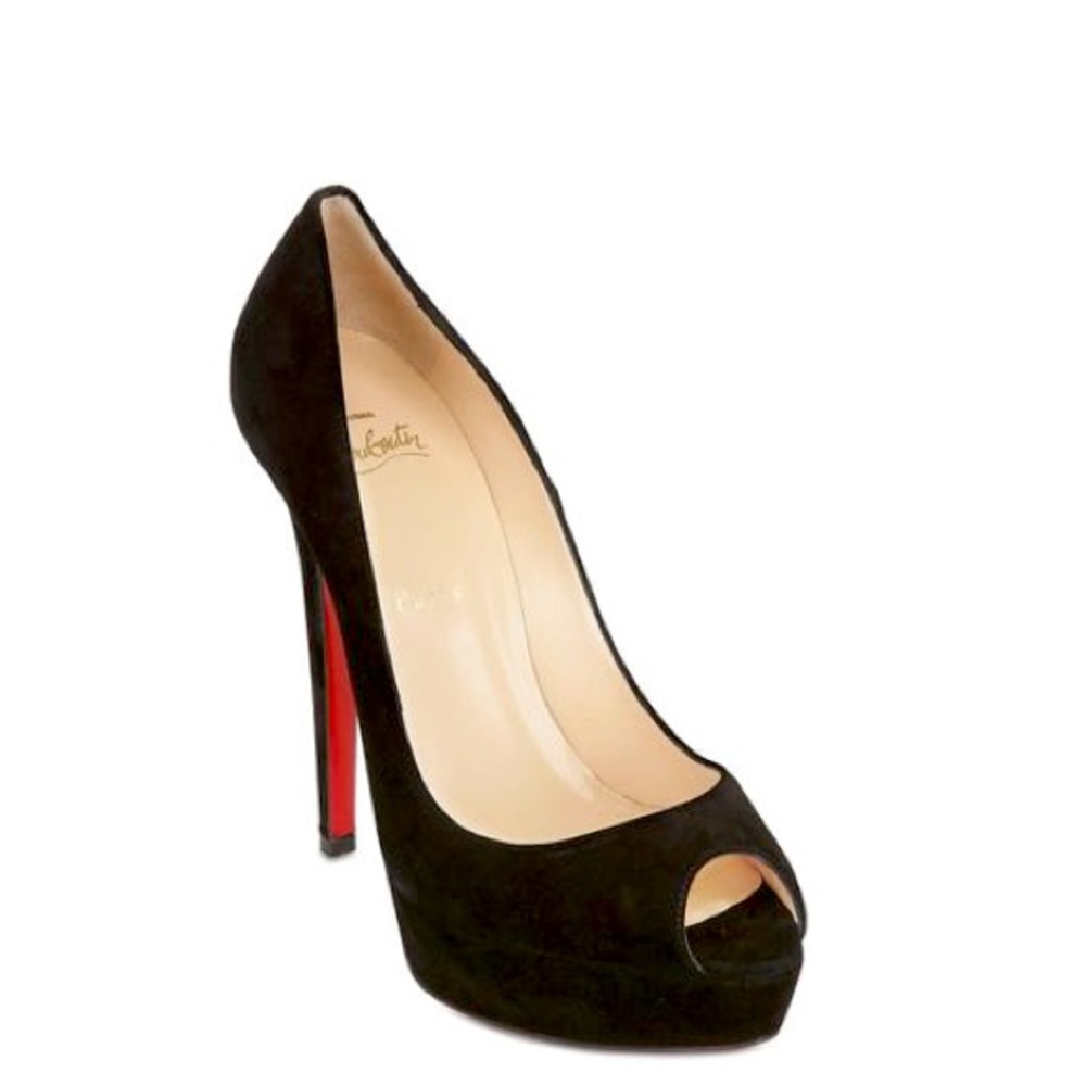 Christian Louboutin New Very Prive 120 Veau Velours Black Red Sole Pumps